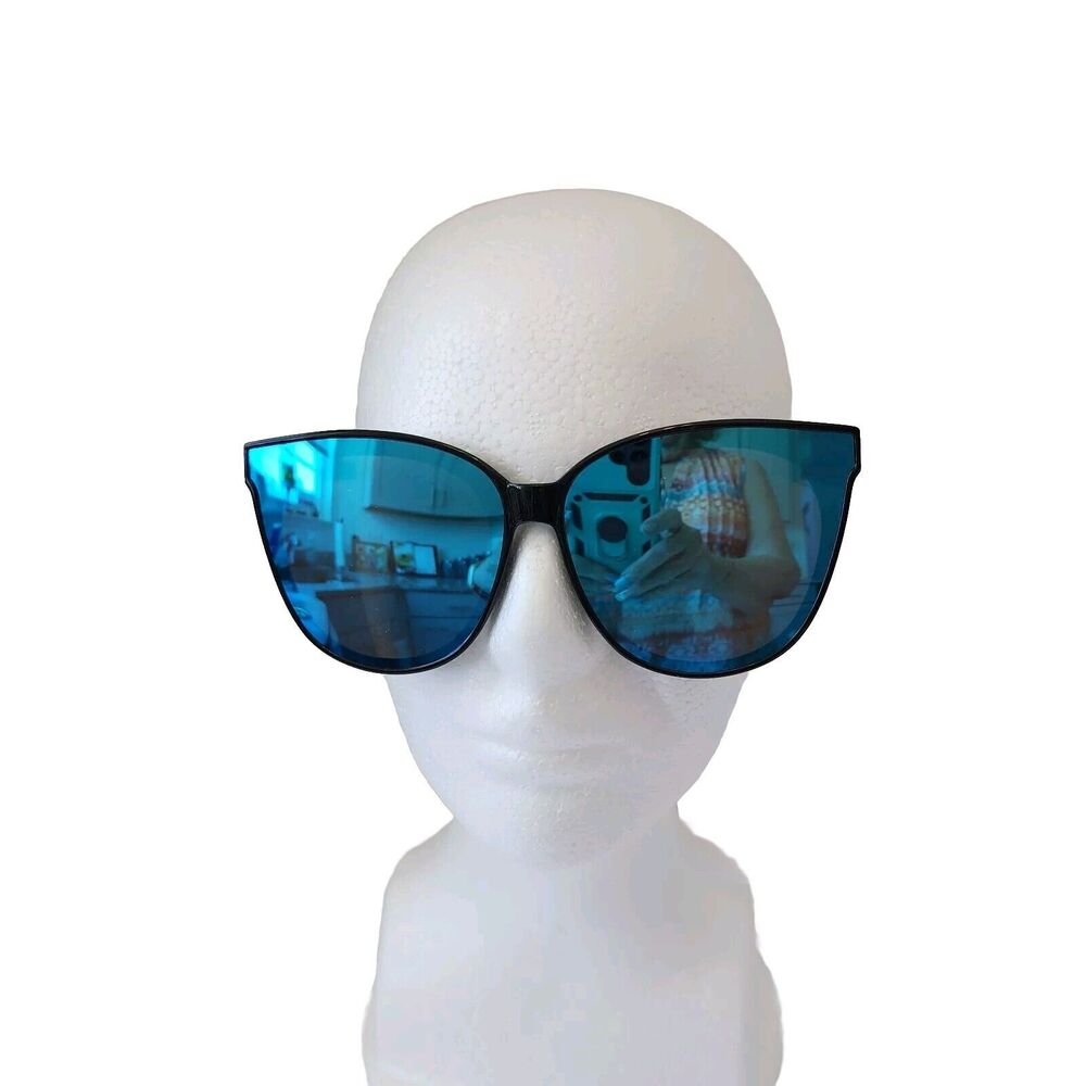 Fashion Cat Eye Sunglasses Oversized Polarized Vintage Retro Blue Mirror